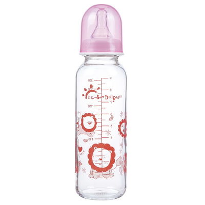 गर्मी प्रतिरोधी मानक गर्दन 9 ऑउंस 250 मिली ग्लास बेबी फीडिंग बोतलें