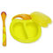 BPA मुक्त पीला आसान पकड़ बच्चे को खिलाने के कटोरे और चम्मच