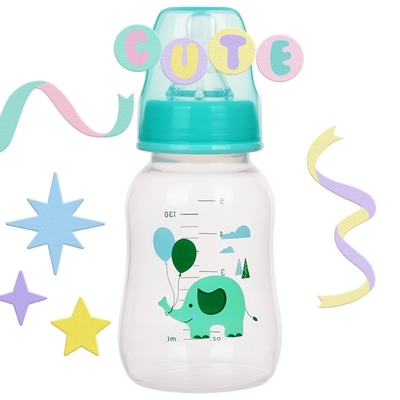 डबल हैंडल पीपी के साथ 5 औंस 130 मिलीलीटर मानक बेबी फीडिंग बोतल