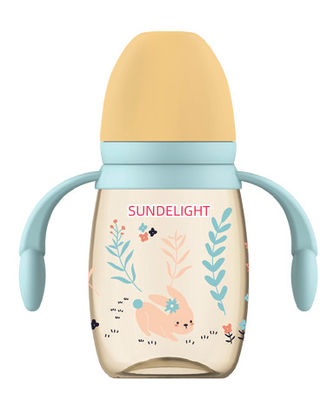 240ml 300ml पीपी बेबी बोतल डबल हैंडल के साथ सदमे प्रतिरोधी