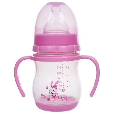 BPA फ्री वाइड नेक डबल हैंडल पीपी 6 ओज़ बेबी फीडिंग बोतल